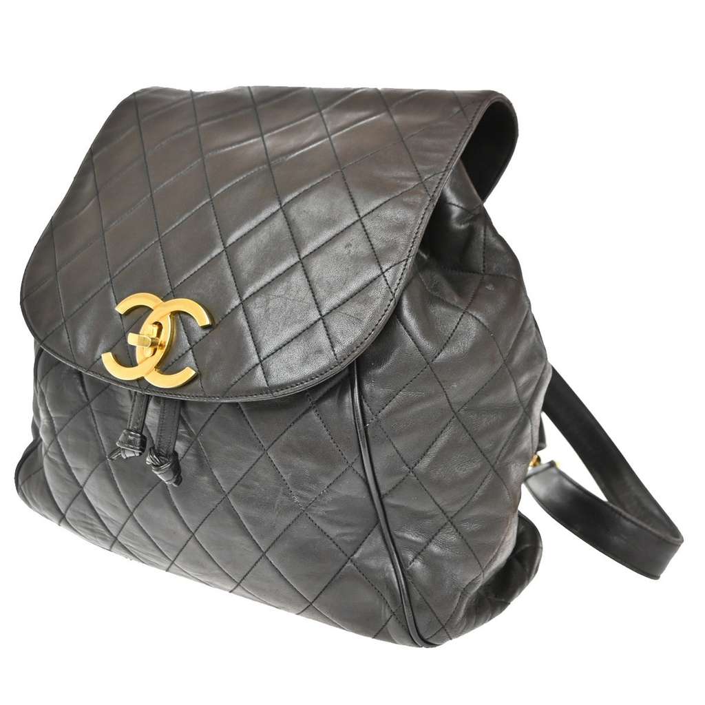 Chanel Vintage CC Flap Backpack Brown Leather Good condition - Inside View