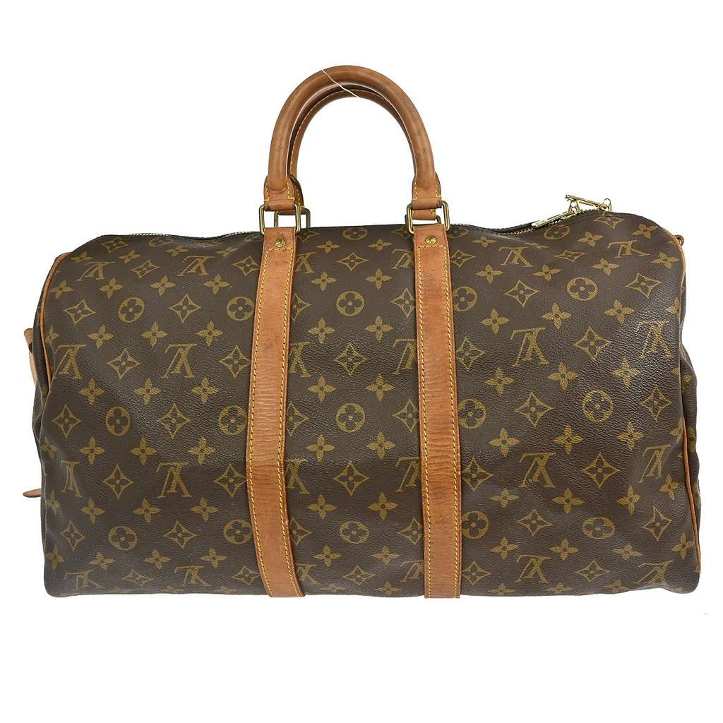 Louis Vuitton Keepall Bandouliere Bag Brown Canvas Fair condition - Back View