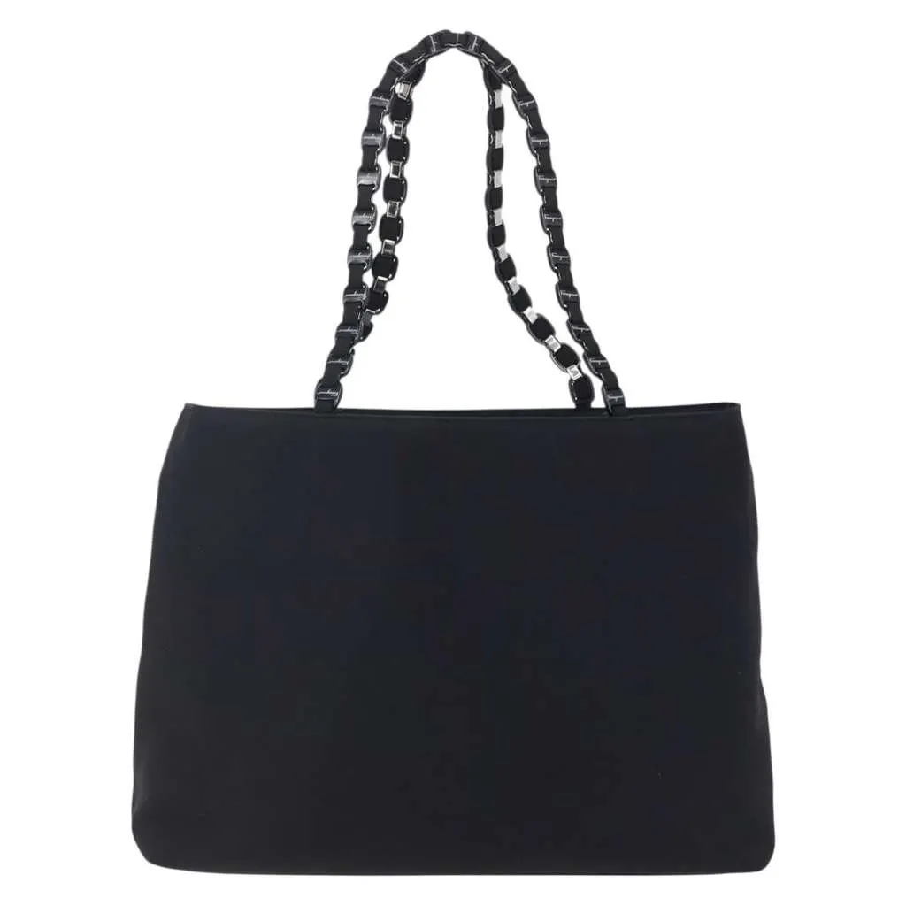 Salvatore Ferragamo Vintage Shoulder Bag Black Canvas Good - Back View