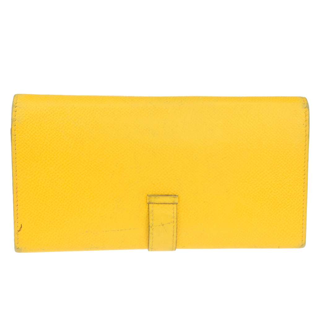 Hermès Bearn Trifold Wallet Yellow Leather Good condition - Model View
