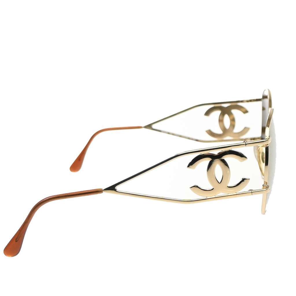 Chanel Logo CC Sunglasses Gold Metal Good condition - Inside View