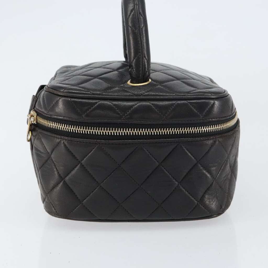 Chanel Vintage Cosmetic Case Black Leather Good condition - Inside View