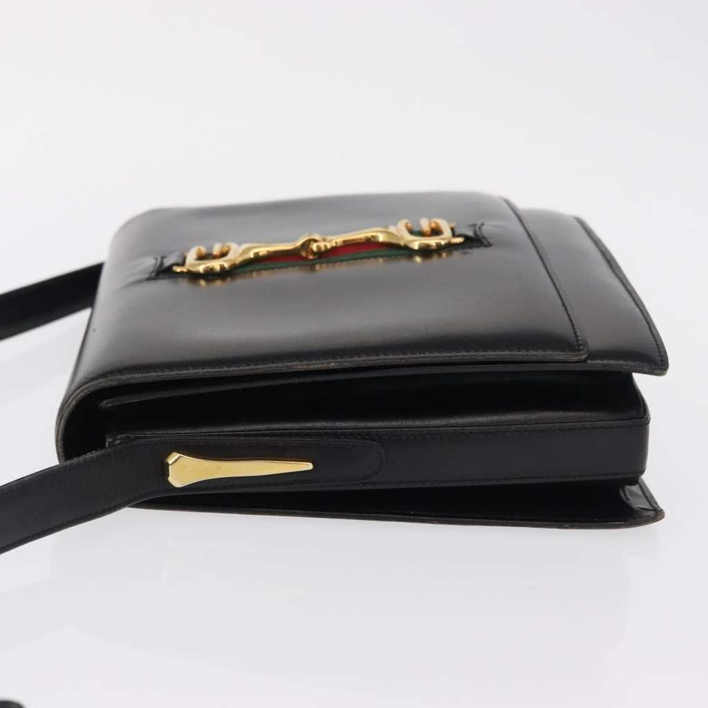 Gucci Horsebit Web Shoulder Bag Black Leather Fair condition - Model View