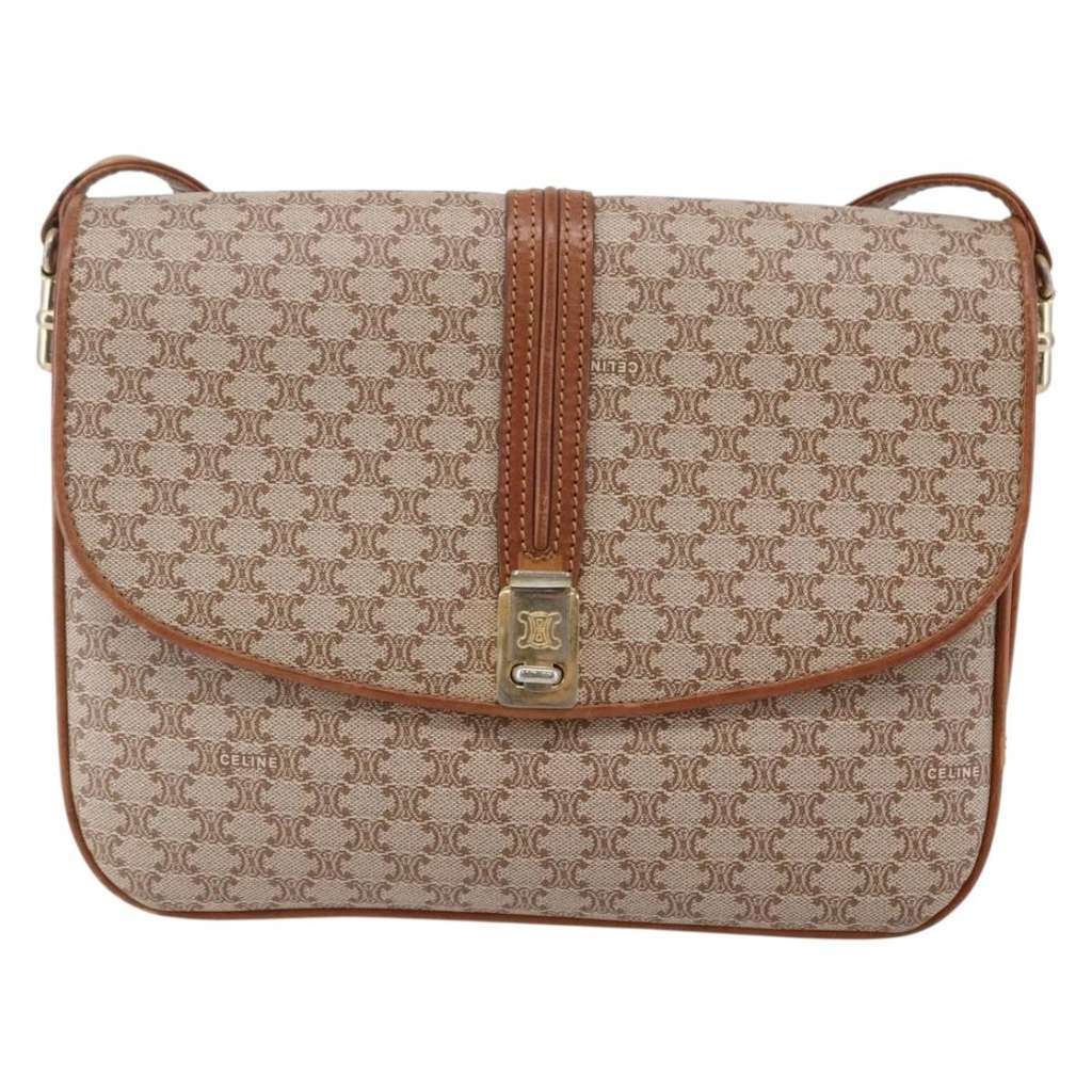 Celine Vintage Macadam Shoulder Bag Beige Canvas Good condition - Back View