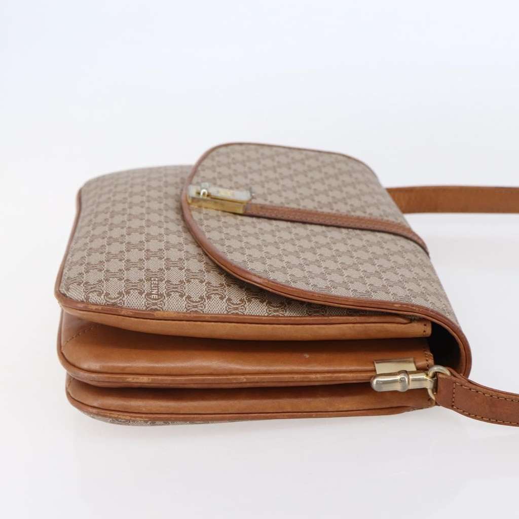 Celine Vintage Macadam Shoulder Bag Beige Canvas Good condition - Box View