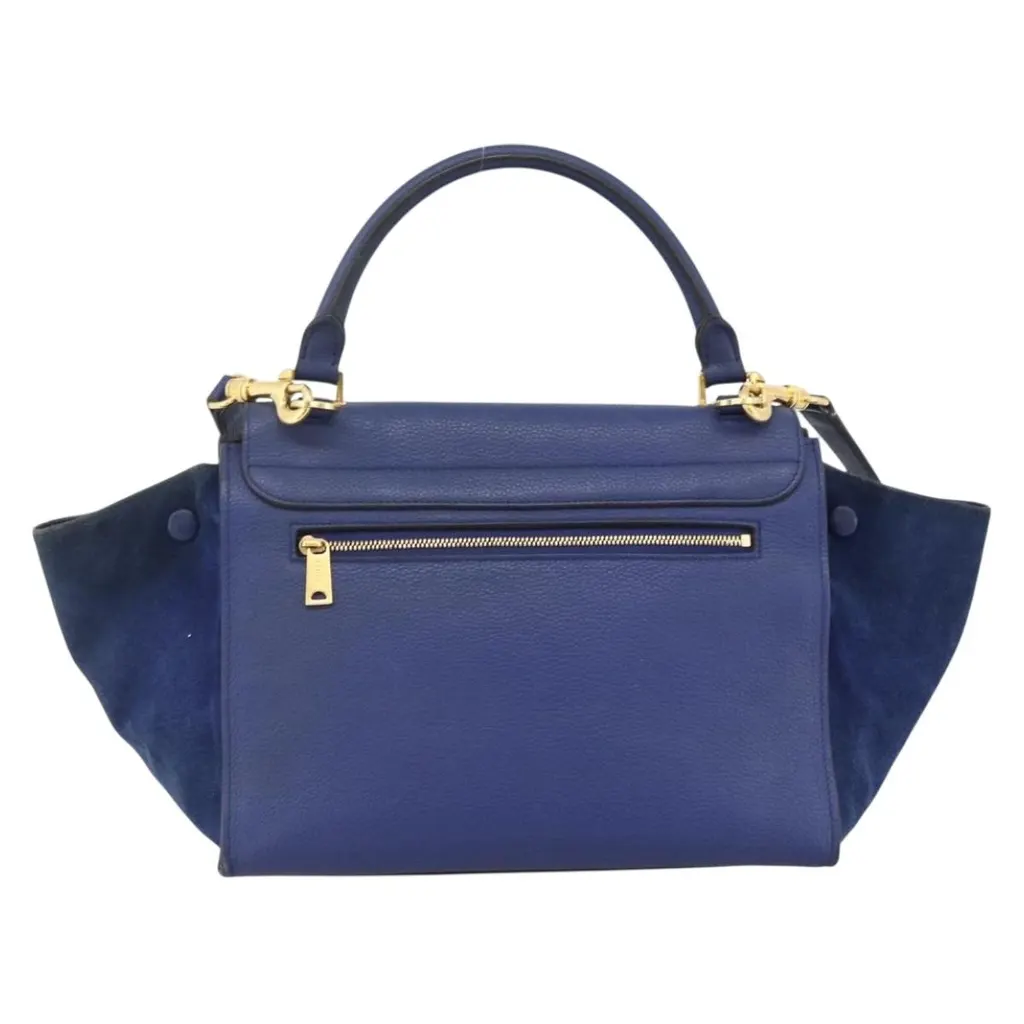 Celine Trapeze Bag Blue Suede Fair - Back View