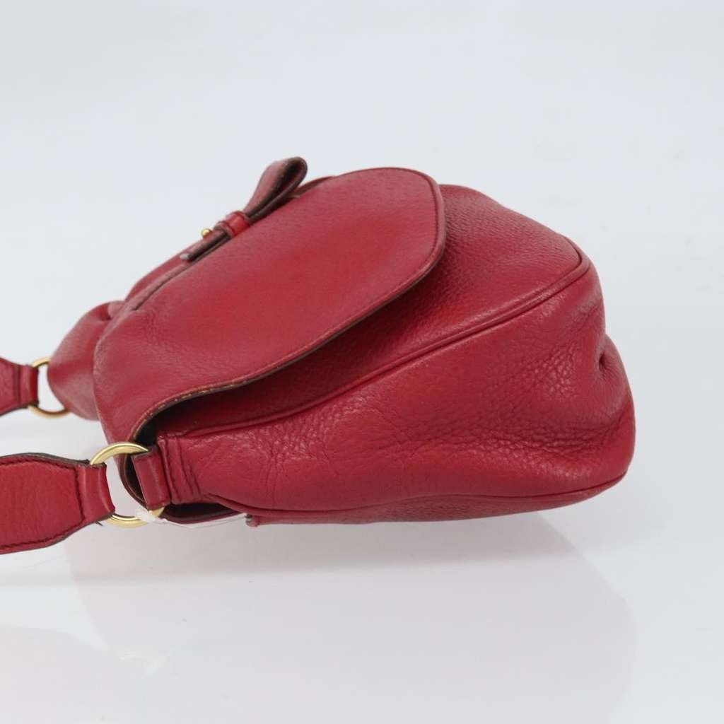 Salvatore Ferragamo Gancini Shoulder Bag Red Leather Good condition - Model View