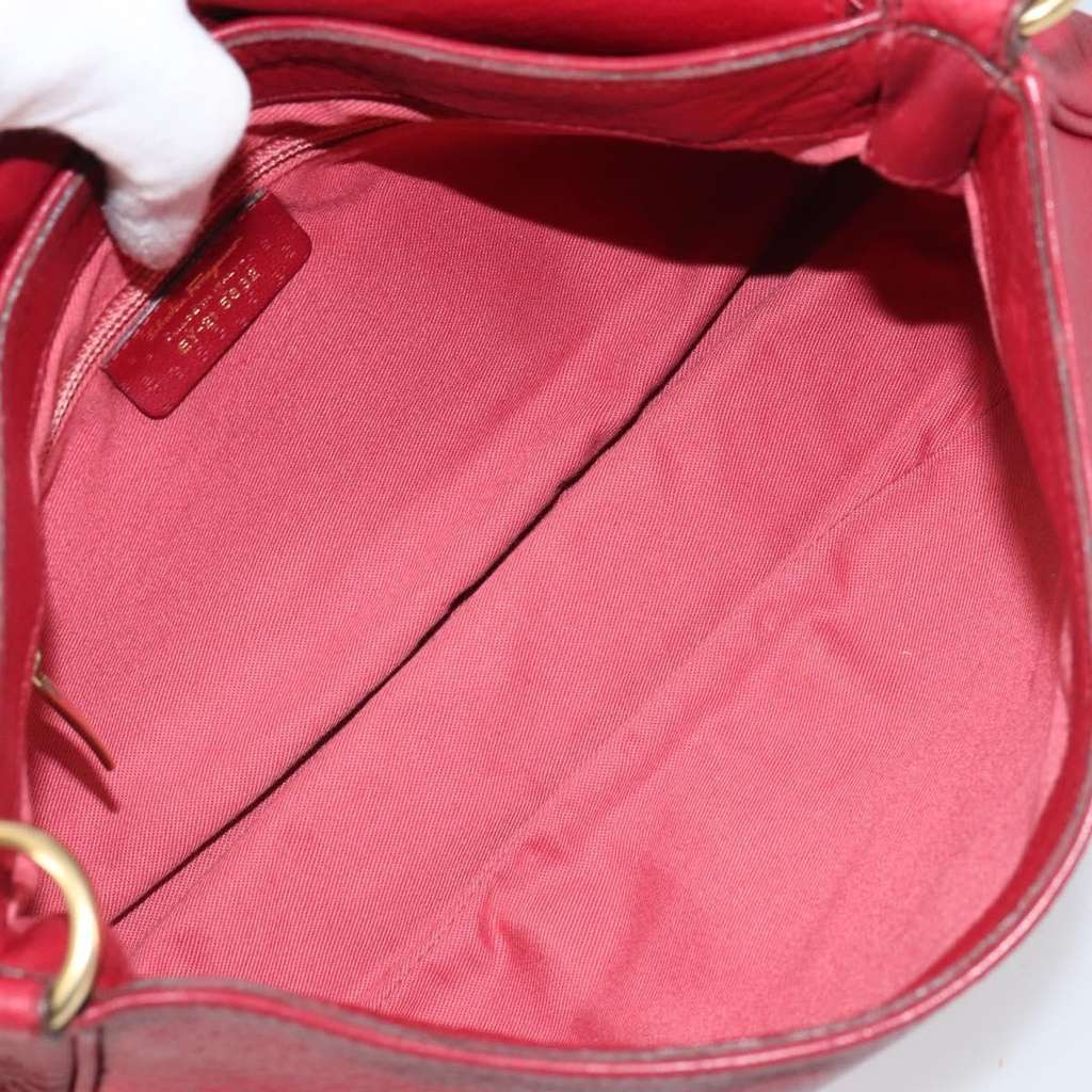Salvatore Ferragamo Gancini Shoulder Bag Red Leather Good condition - Box View