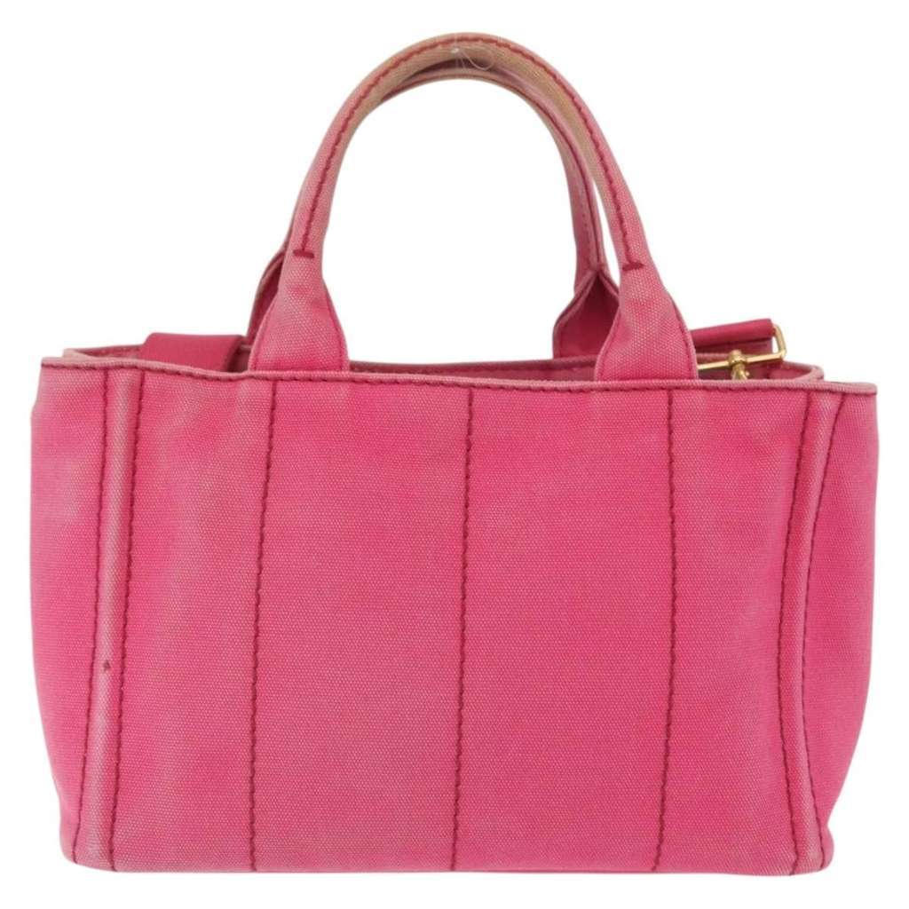 Prada Canapa Convertible Tote Pink Canvas Fair condition - Back View