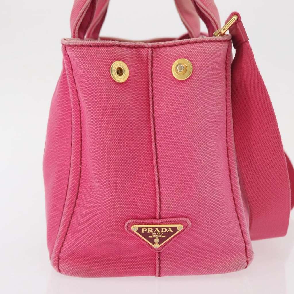 Prada Canapa Convertible Tote Pink Canvas Fair condition - Model View