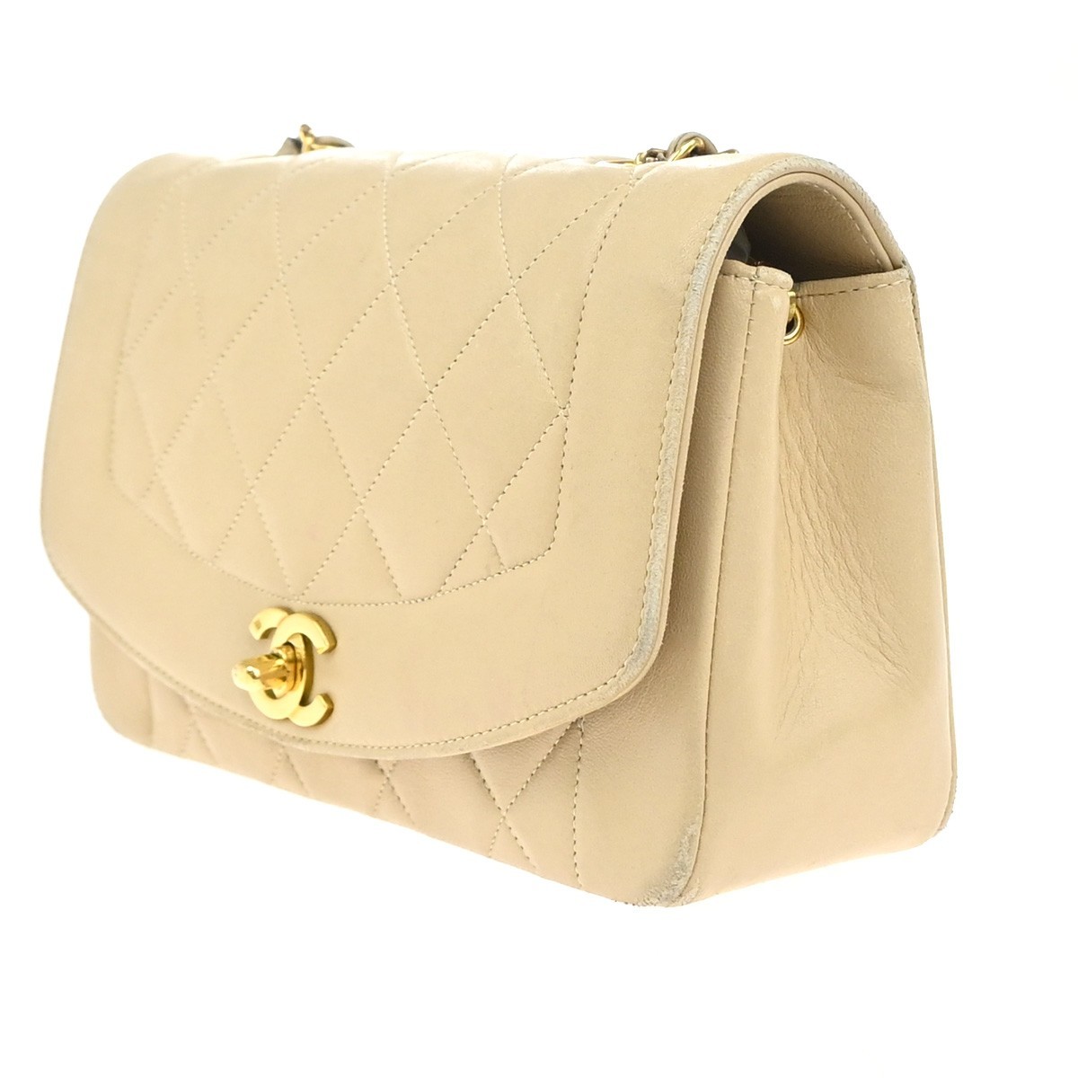 Chanel Vintage Diana Flap Bag Beige Leather Fair condition - Inside View