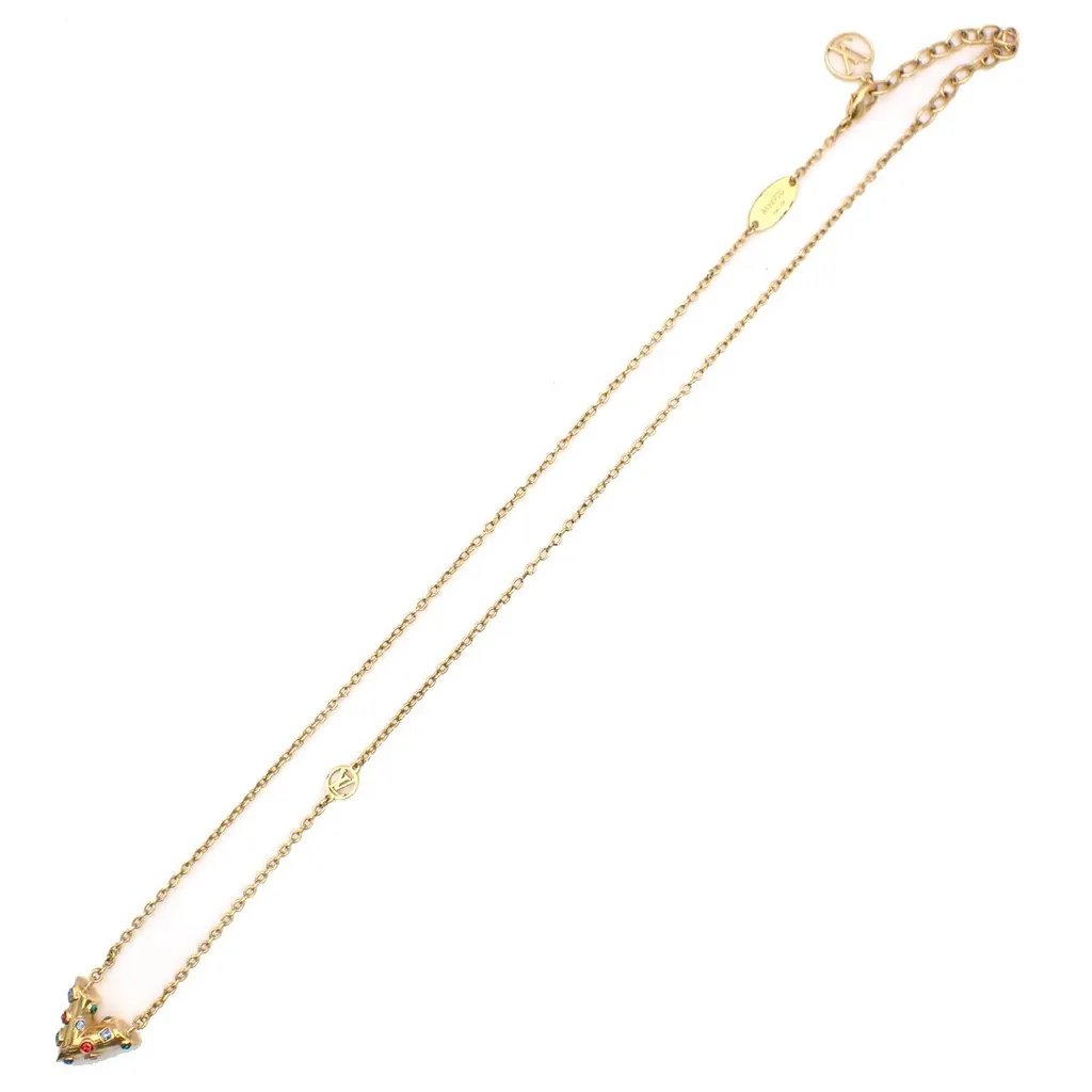 Louis Vuitton Essential V Necklace Gold Good - Front View