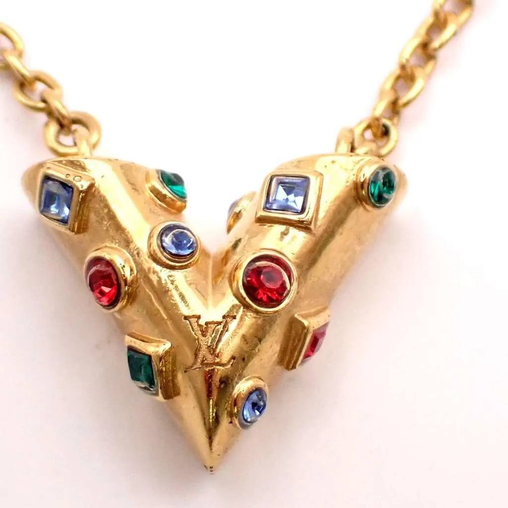 Louis Vuitton Essential V Necklace Gold Good - Back View