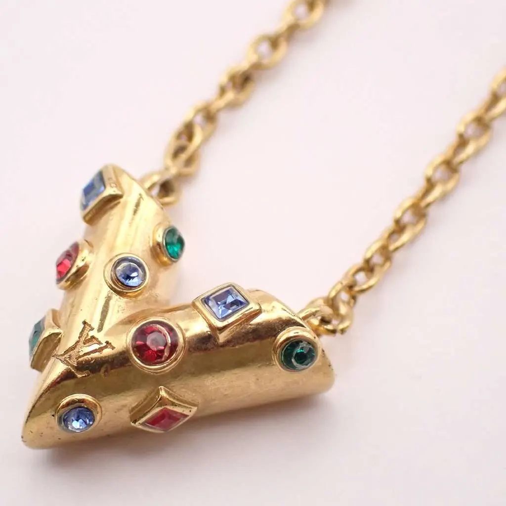 Louis Vuitton Essential V Necklace Gold Good - Inside View