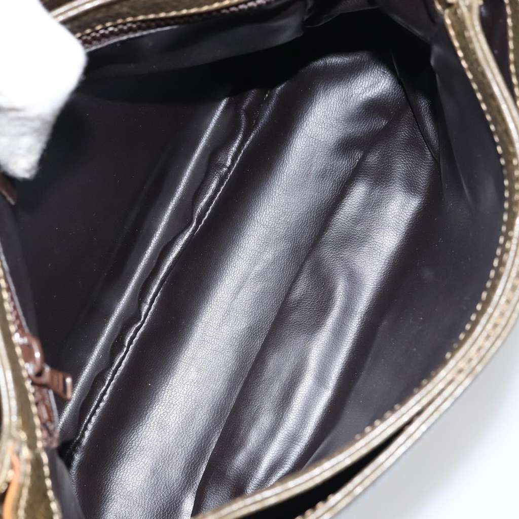 Celine Vintage Shoulder Bag Khaki Leather Good condition - Box View