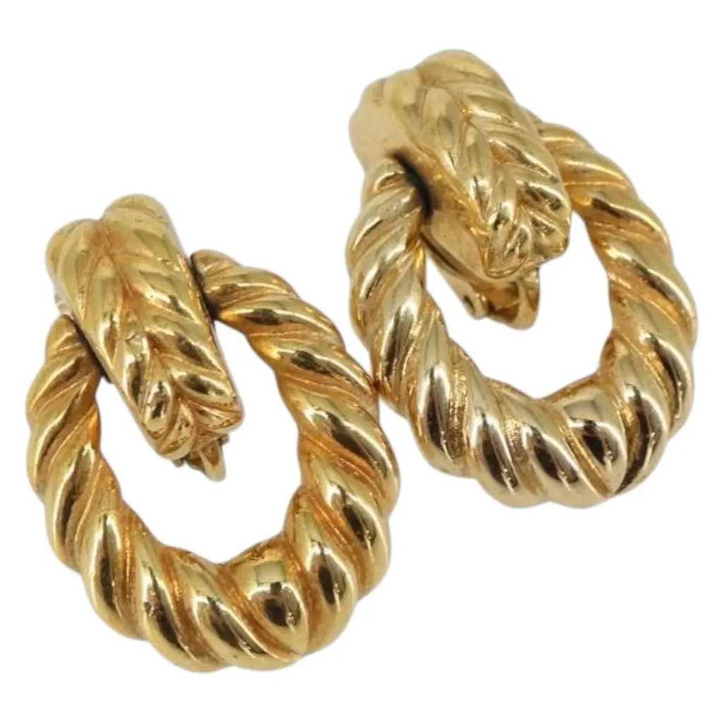 Dior Vintage clip-on earrings Gold Good - Front View