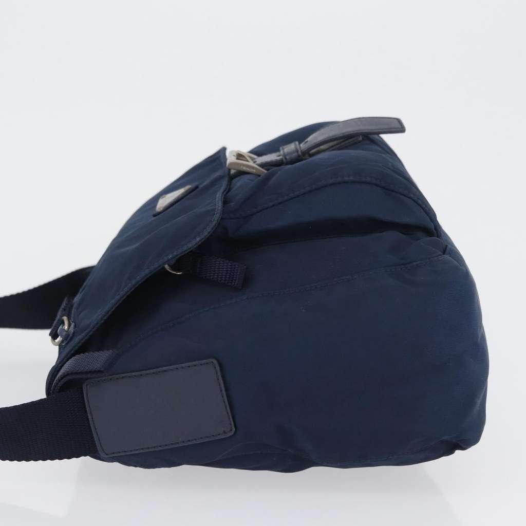 Prada Buckle Messenger Bag Blue Fair condition - Model View