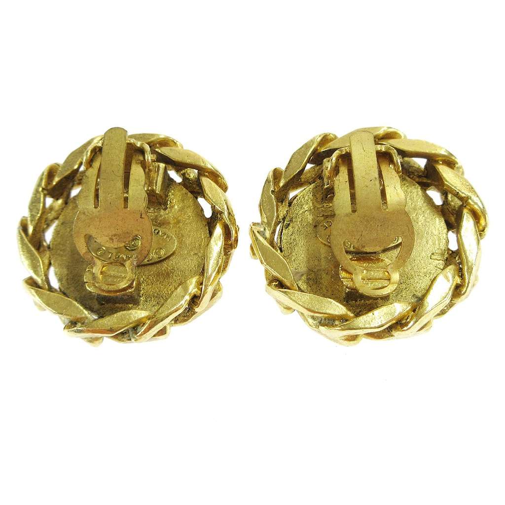 Chanel CC Button Clip-On Earrings Gold Good condition - Back View