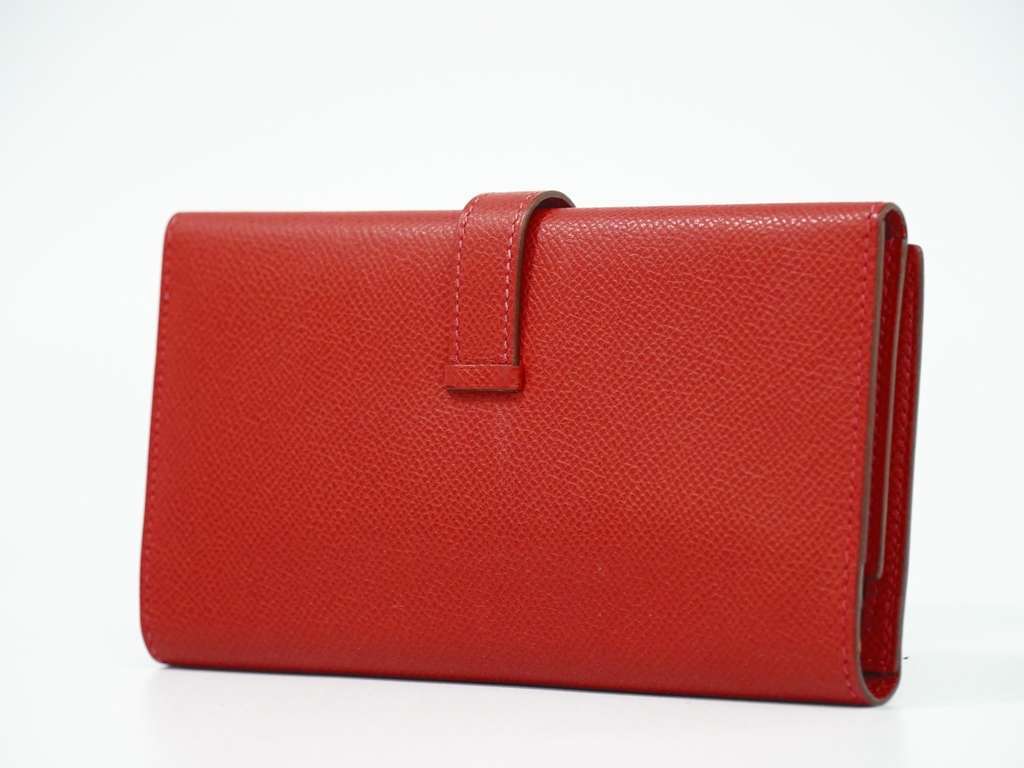 Hermès Bearn Wallet Red Leather Good condition - Back View