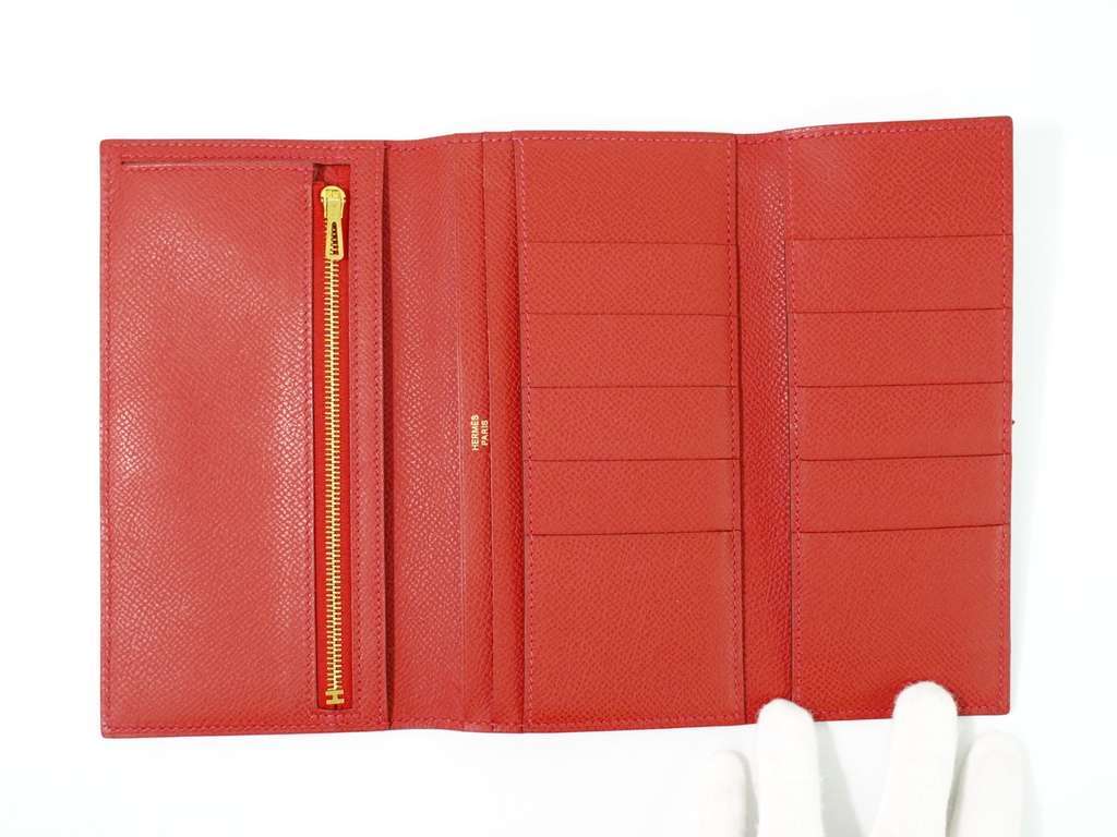 Hermès Bearn Wallet Red Leather Good condition - Model View