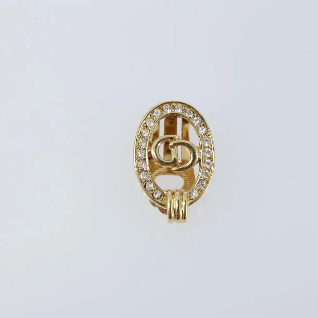 Dior Vintage CD Clip-On Earrings Gold Metal Good - Back View