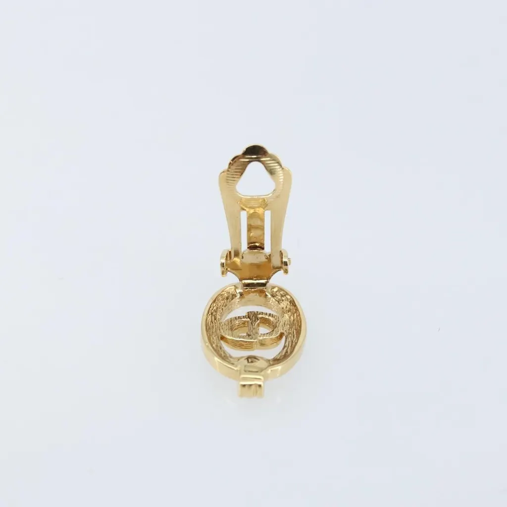 Dior Vintage CD Clip-On Earrings Gold Metal Good - Model View