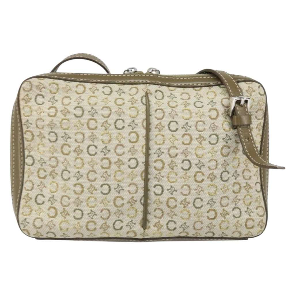 Celine C Macadam Shoulder bag Khaki Canvas Good condition - Back View