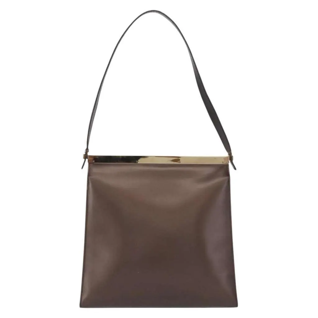 Gucci Vintage Shoulder Bag Brown Leather Fair - Front View