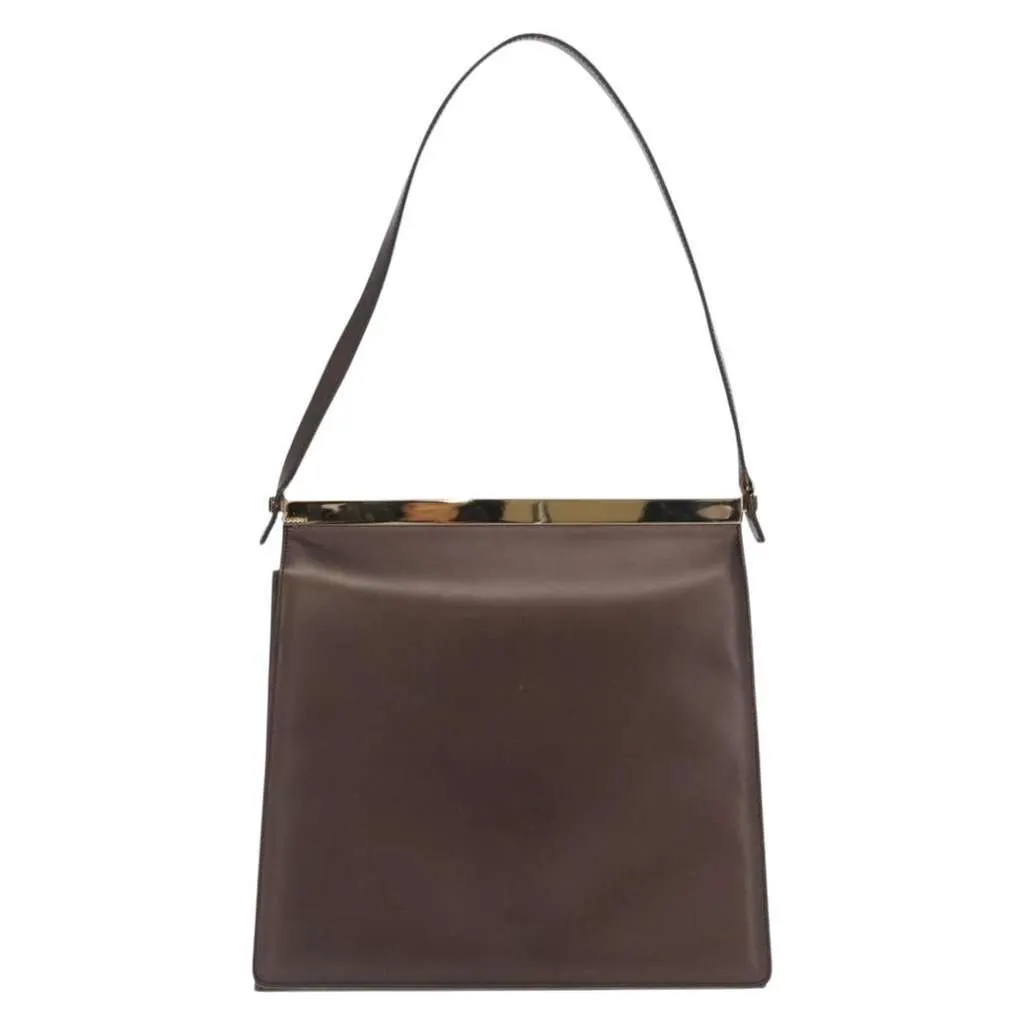 Gucci Vintage Shoulder Bag Brown Leather Fair - Back View