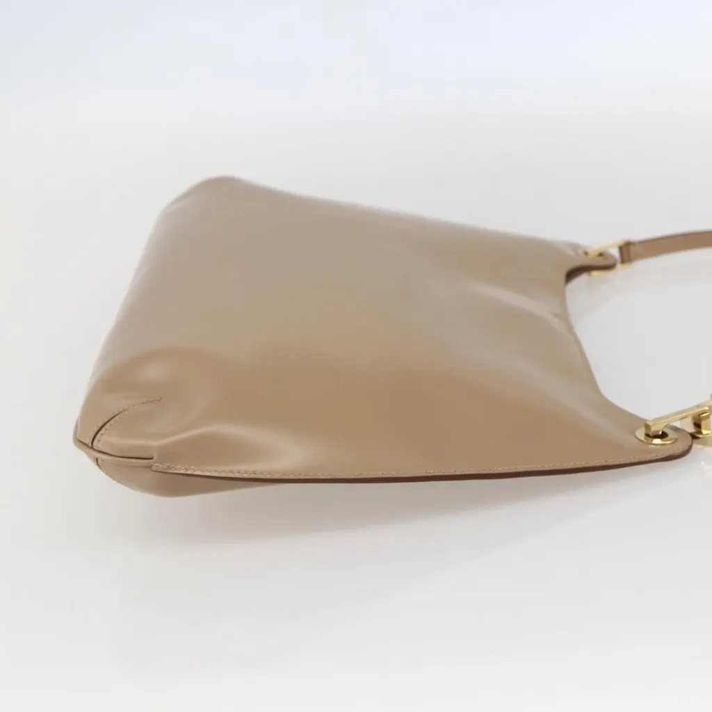 Salvatore Ferragamo Gancini Shoulder Bag Beige Leather Good - Model View