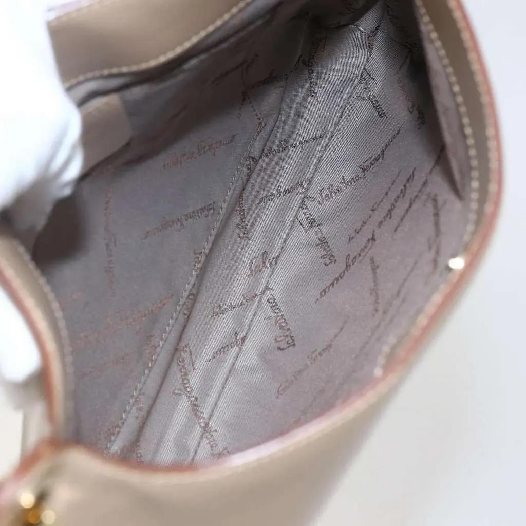 Salvatore Ferragamo Gancini Shoulder Bag Beige Leather Good - Box View