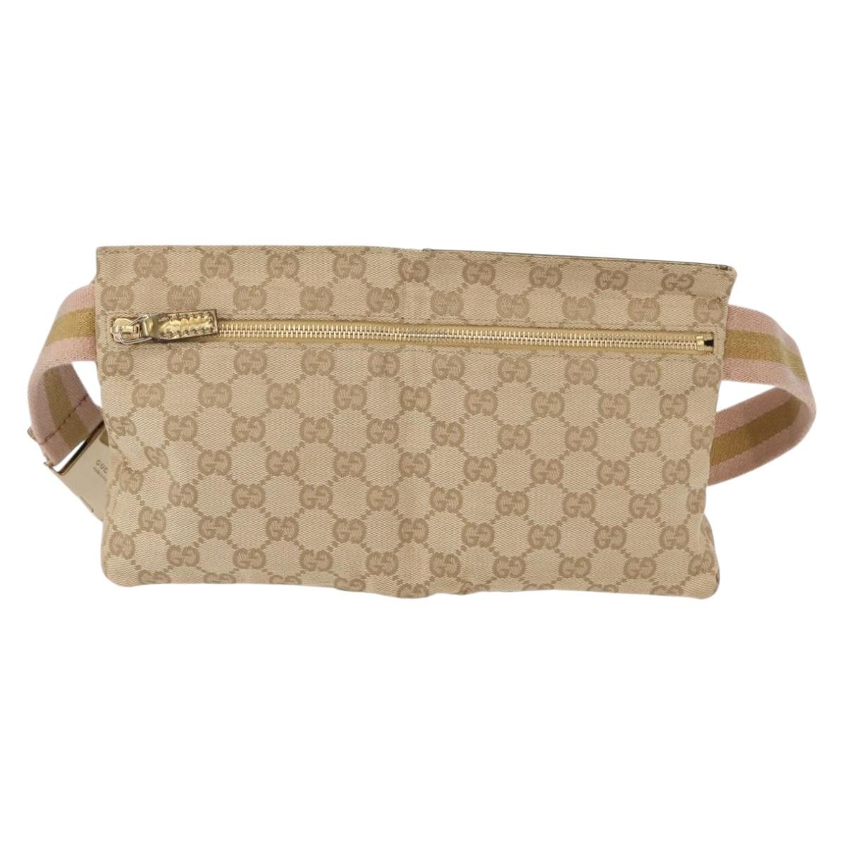 Gucci Vintage Double Belt Bag Beige Canvas Good condition - Back View