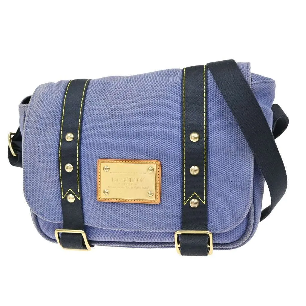Louis Vuitton Antigua Besace Messenger Bag Blue Canvas Good - Front View