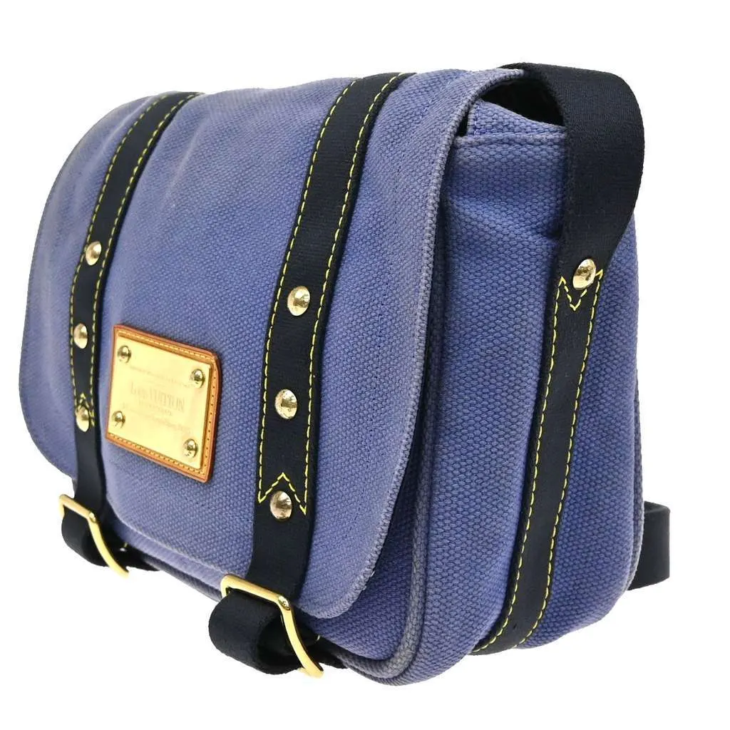 Louis Vuitton Antigua Besace Messenger Bag Blue Canvas Good - Inside View