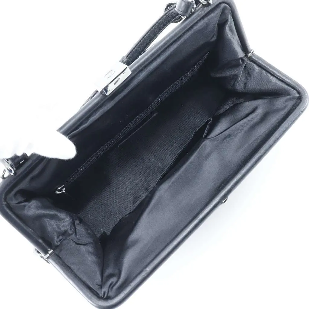 Chanel Vintage CC Side Belted Bowler Bag Black Velvet Good - Model View