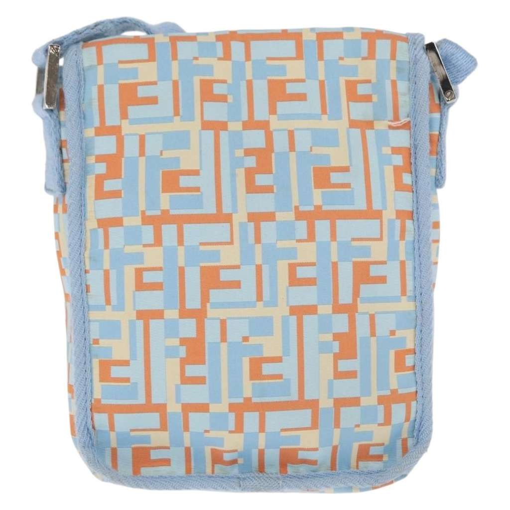 Fendi Logo Zucca Shoulder Bag Blue Canvas Good condition - Back View