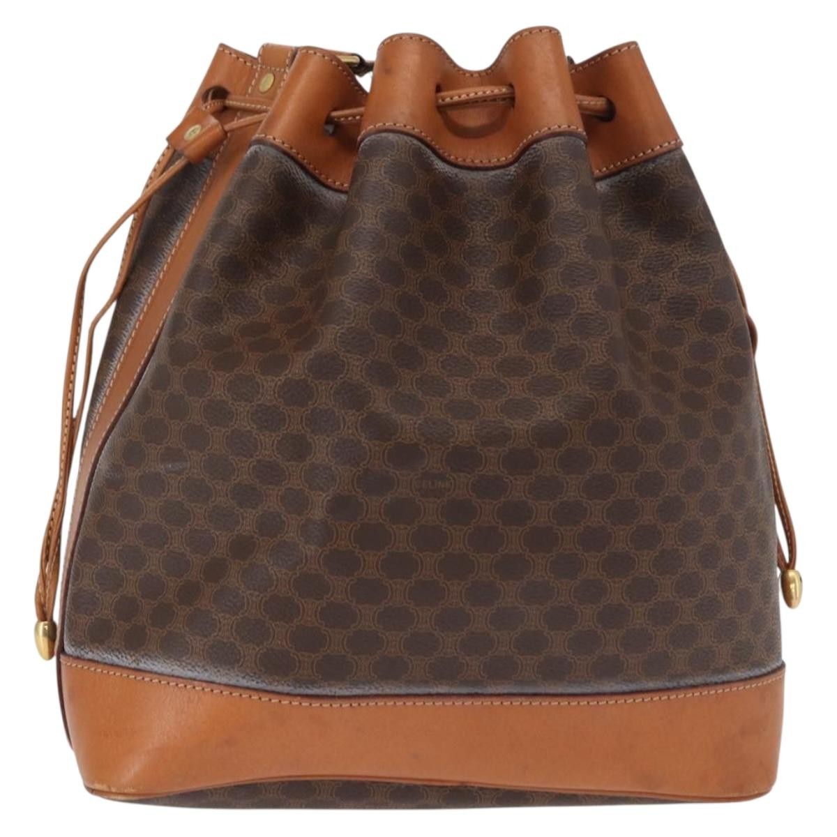 Celine Vintage Macadam Shoulder Bag Brown Canvas Fair condition - Back View