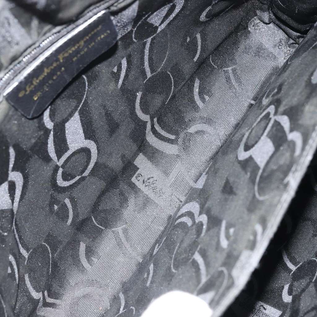 Salvatore Ferragamo Gancini Shoulder Bag Black Leather Fair condition - Box View