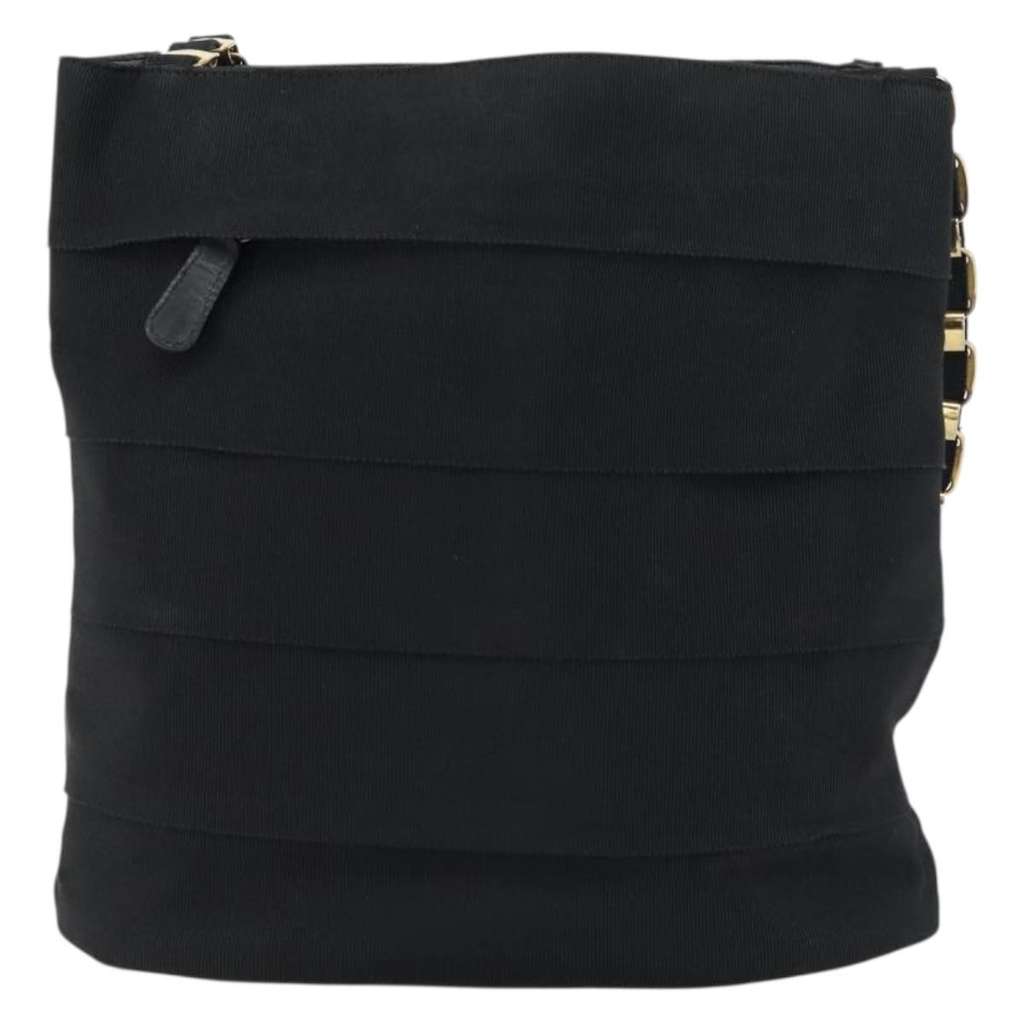 Salvatore Ferragamo Vala Shoulder Bag Black Canvas Good condition - Back View