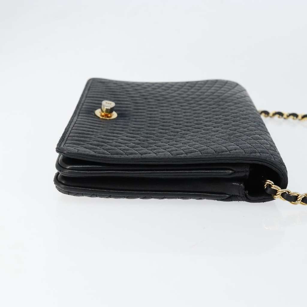 Bally Vintage Chain Shoulder Bag Black Leather Good condition - Inside View