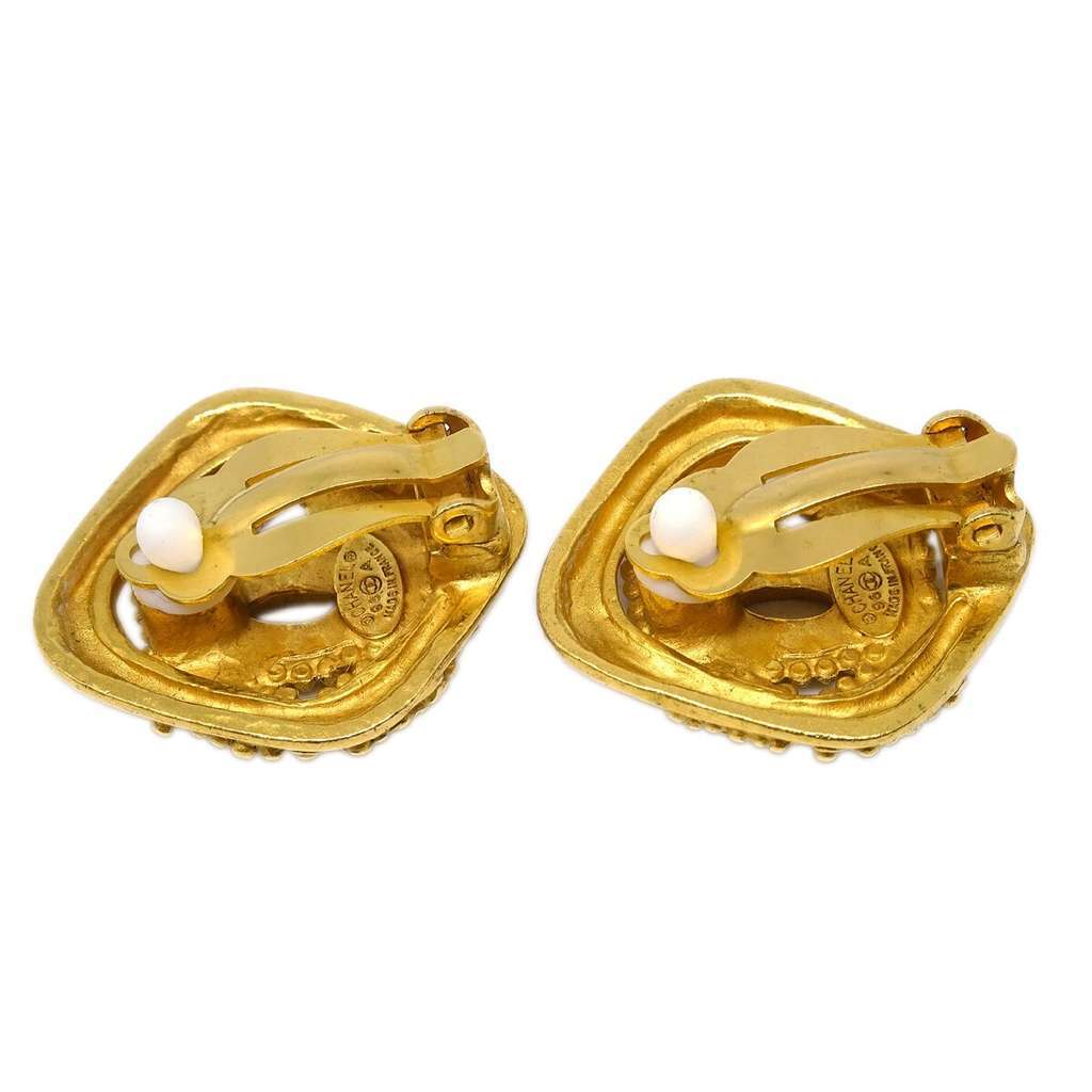 Chanel CC Rhombus Clip-On Earrings Gold Good condition - Inside View