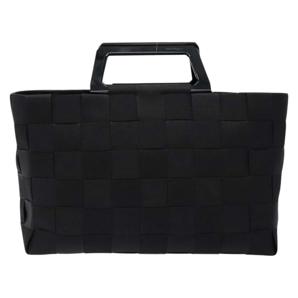 Salvatore Ferragamo Vintage Handbag Black Canvas Good condition - Back View