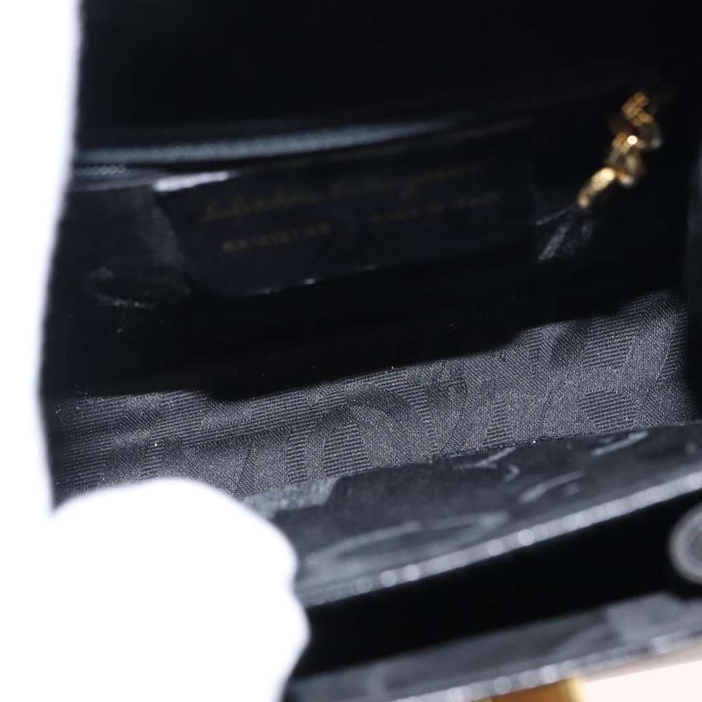 Salvatore Ferragamo Gancini Convertible Top Handle Bag Black Leather Good condition - Box View