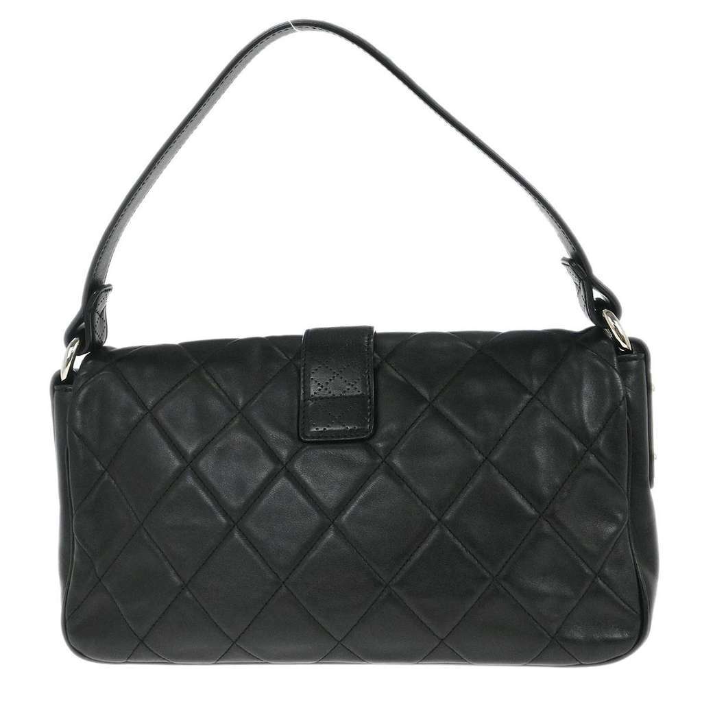 Chanel Door Latch Flap Shoulder Bag Black Leather Good condition - Back View