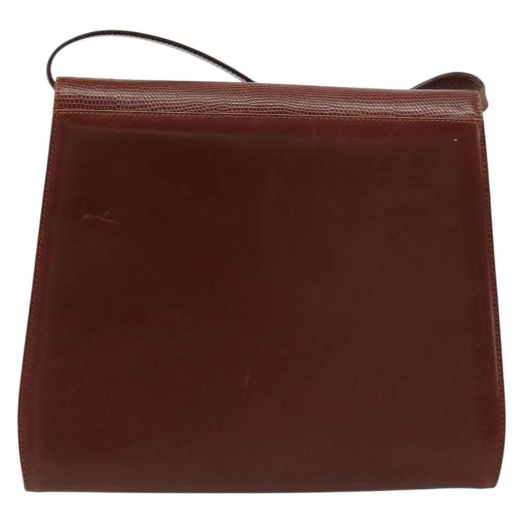 Salvatore Ferragamo Gancini Shoulder Bag Brown Leather Fair condition - Back View