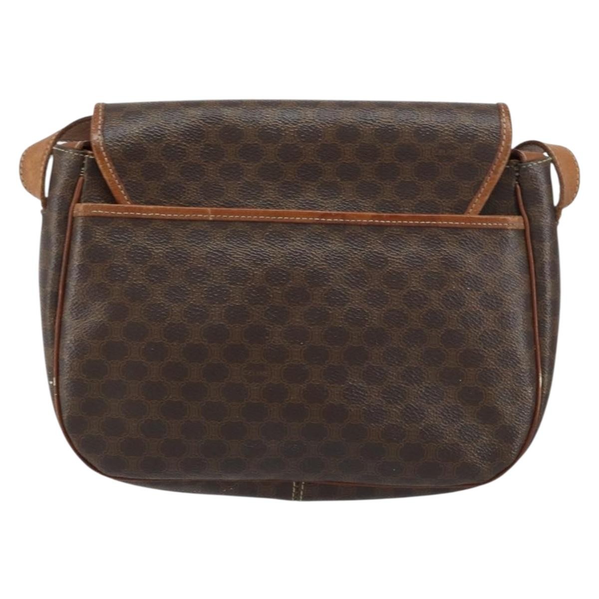 Celine Vintage Macadam Shoulder Bag Brown Canvas Fair condition - Back View