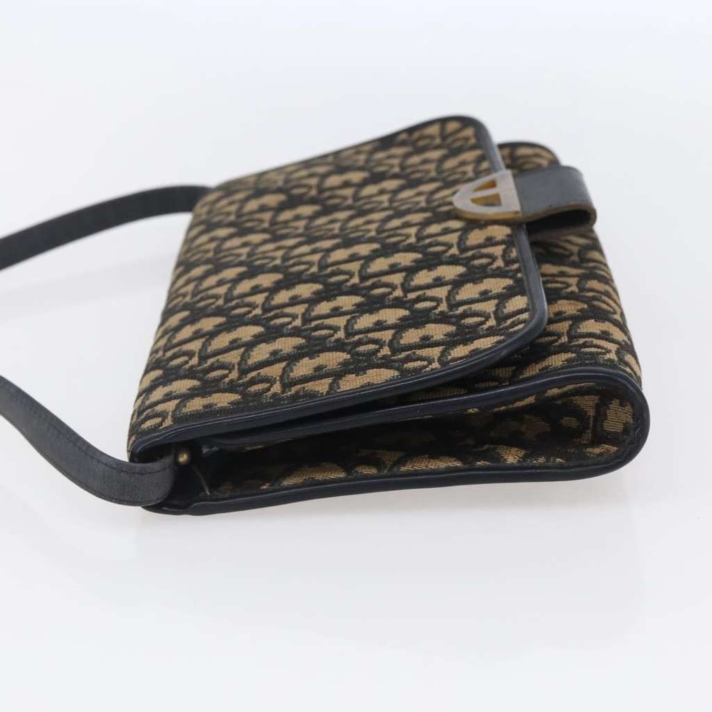 Christian Dior Vintage Trotter Flap Shoulder Bag Navy Canvas Good condition - Model View