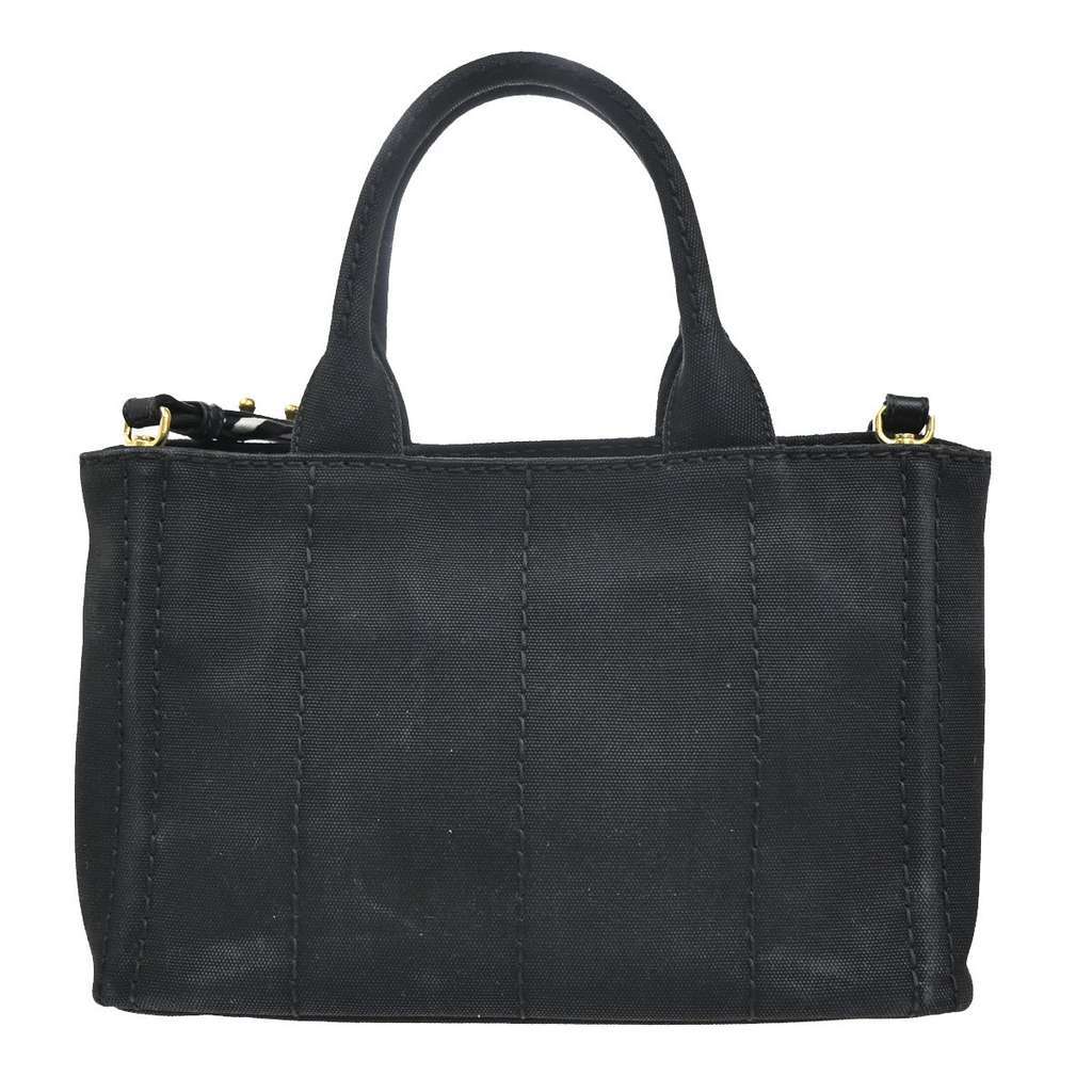 Prada Canapa Convertible Tote Black Canvas Good condition - Back View