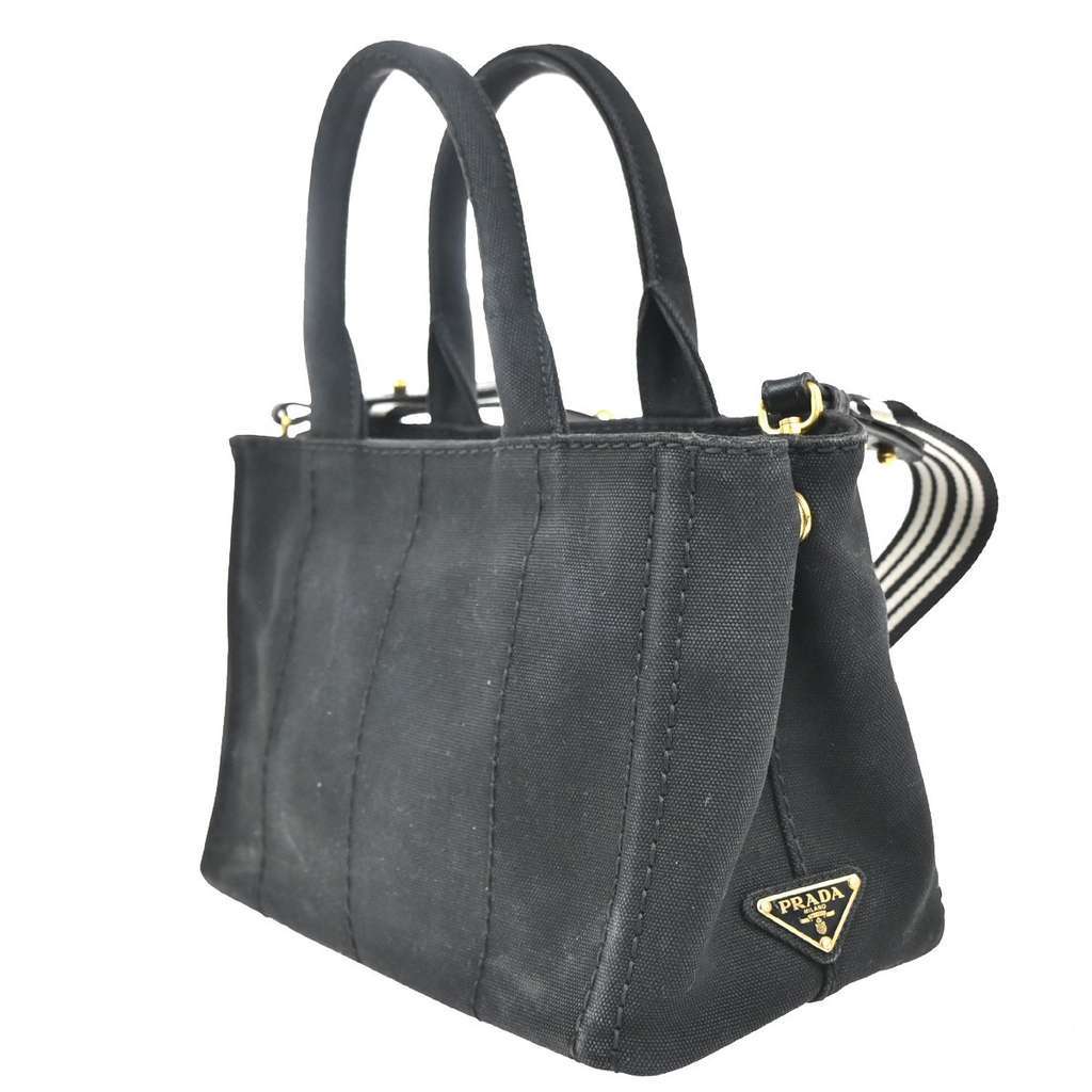 Prada Canapa Convertible Tote Black Canvas Good condition - Model View