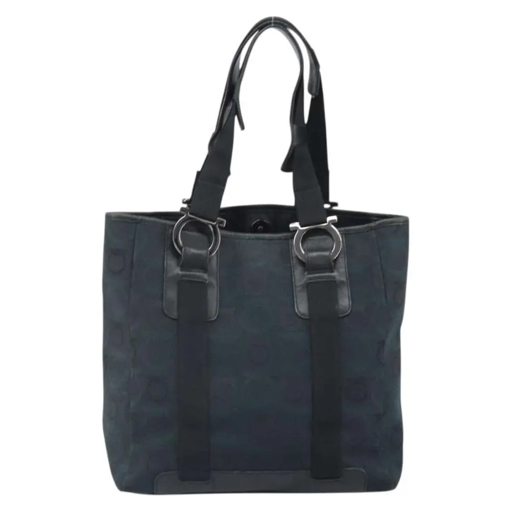 Salvatore Ferragamo Gancini Tote Navy Canvas Good - Back View